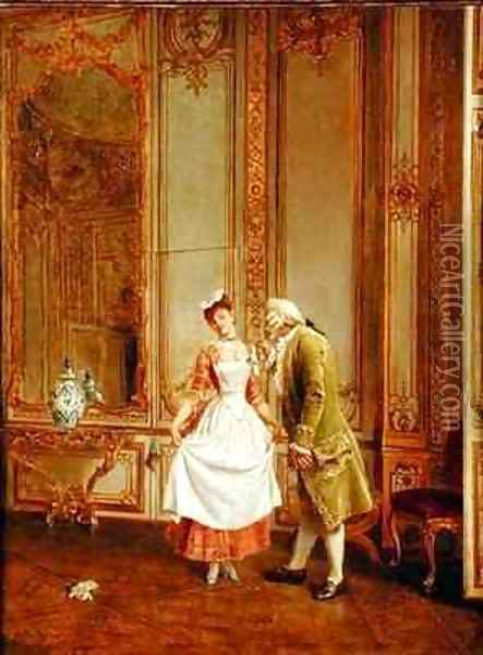 The Flirtation Oil Painting - Manuel Garay y Arevalo
