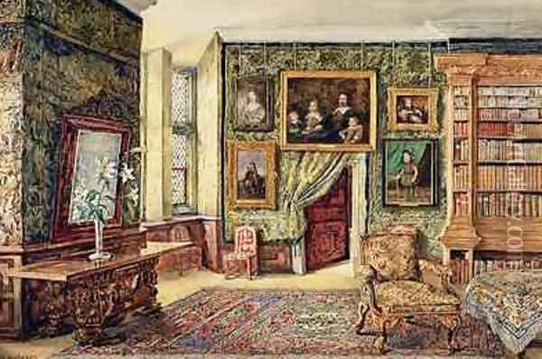 The Library at Hardwick Hall Derbyshire 1891 Oil Painting - W. Nicholson