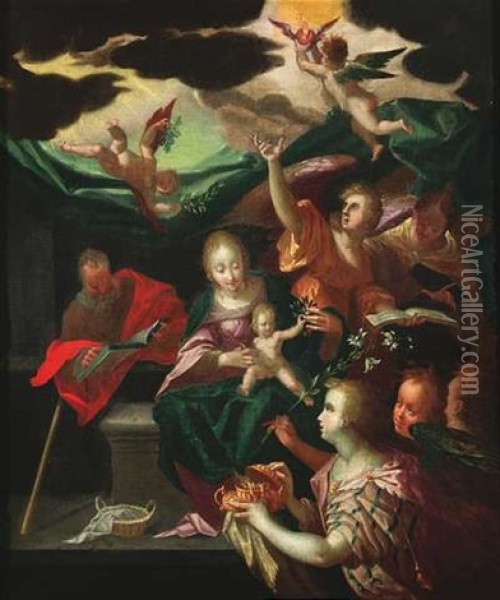 Die Heilige Familie Mit Dem Weihrauchgefas Oil Painting - Hans Von Aachen