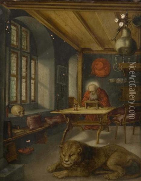 St Jerome In His Study Oil Painting - Albrecht Durer