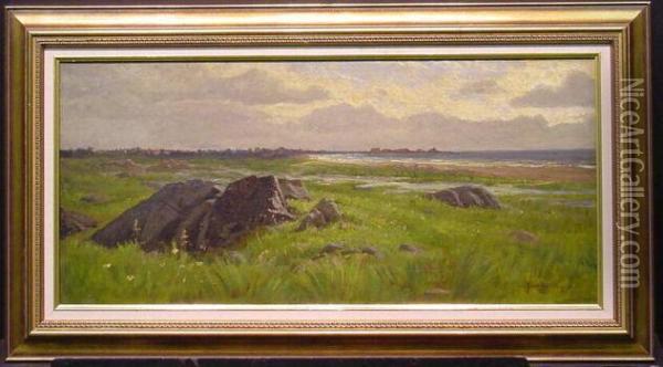 Rocks And Coastline Oil Painting - Frank Waller