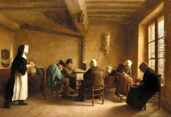 The Alms Oil Painting - Edouard Frere