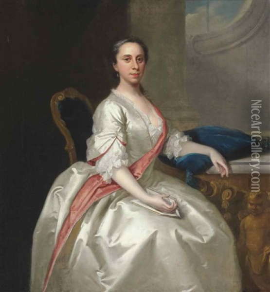 Portrait Of Miss Bridget Knight Oil Painting - Thomas Hudson