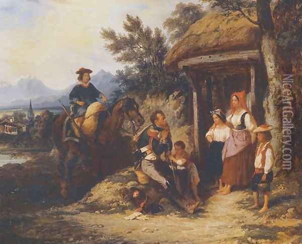 Le repos du soldat 1838 Oil Painting - Joseph-Louis Hippolyte Bellange