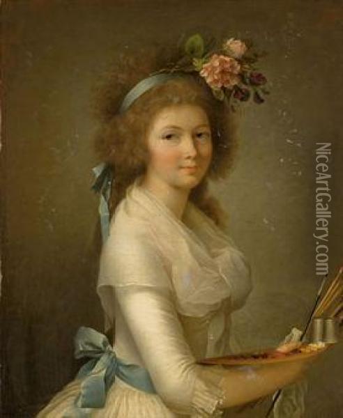 Autoportrait De L'artiste A La Palette Oil Painting - Marie Elisabeth Lemoine
