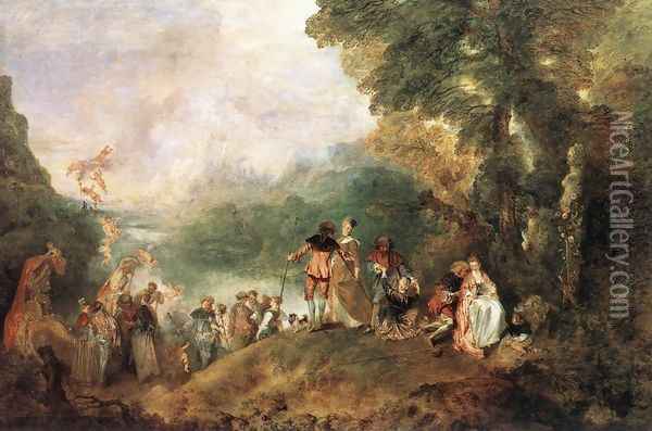 The Embarkation for Cythera 1717 Oil Painting - Jean-Antoine Watteau