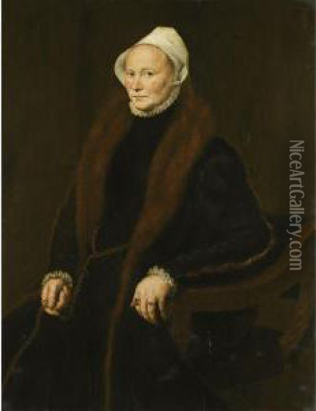 Portrait Of A Lady Oil Painting - Giacomo Antonio Moro