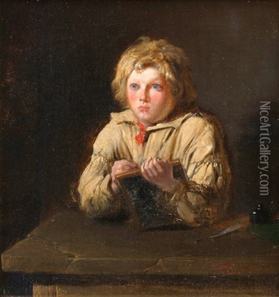 Writing Boy Oil Painting - Ivan Lavrentievich Gorokhov