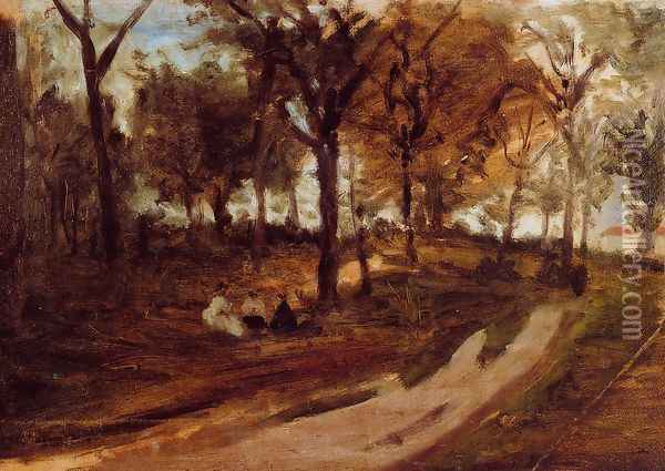 In The Forest Saint Cloud (sketch) Oil Painting - Paul Gauguin