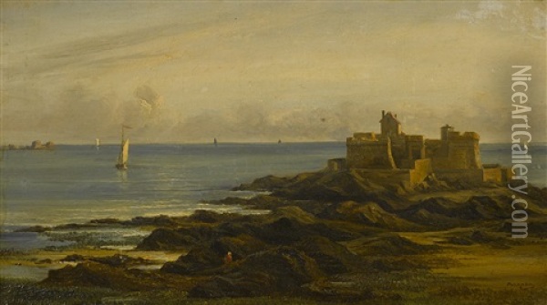 Le Fort National, A Saint-malo, Maree Descendante Oil Painting - Isidore Dagnan