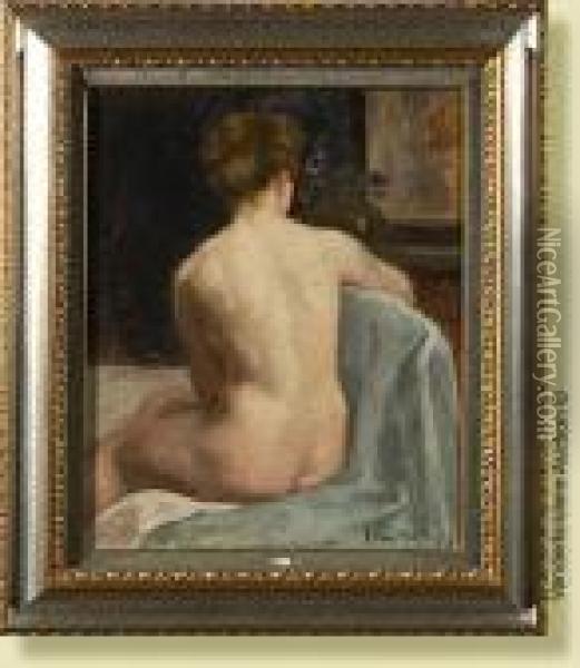 Nu De Dos Devant Le Miroir Oil Painting - Gaston Haustrate