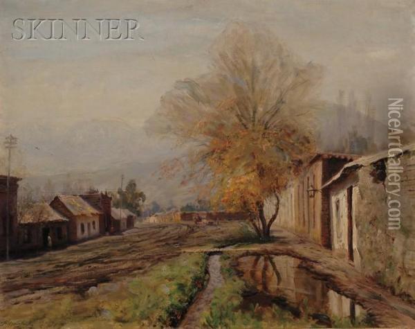 A Muddy Road (near Santiago) Oil Painting - Alfredo H. Helsby