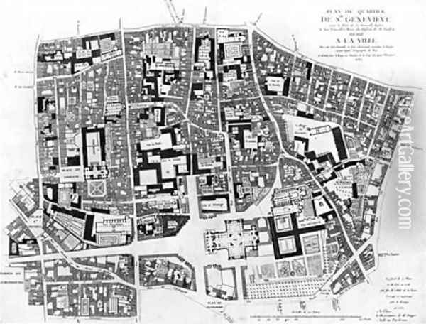 Map of Sainte Genevieve area Paris Oil Painting - Jean de La Grive