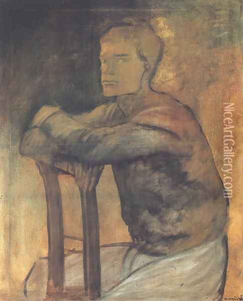 Sitting Tramp 1914-17 Oil Painting - Laszlo Mednyanszky