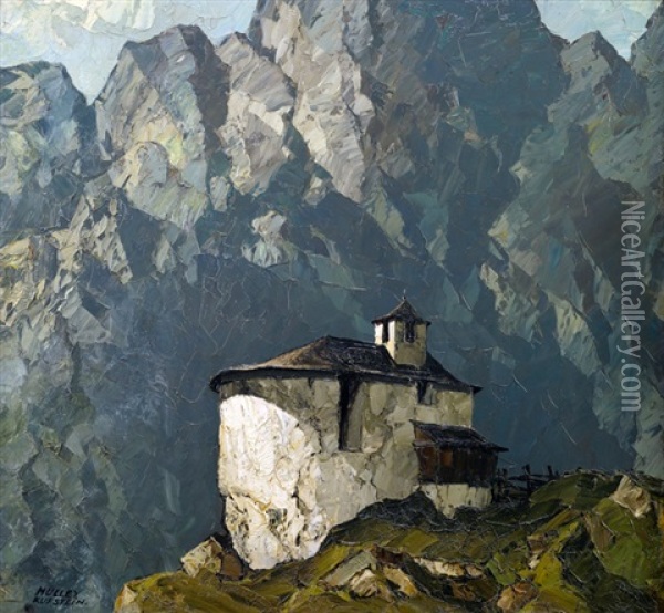 Kapelle Im Hochgebirge Oil Painting - Oskar Mulley