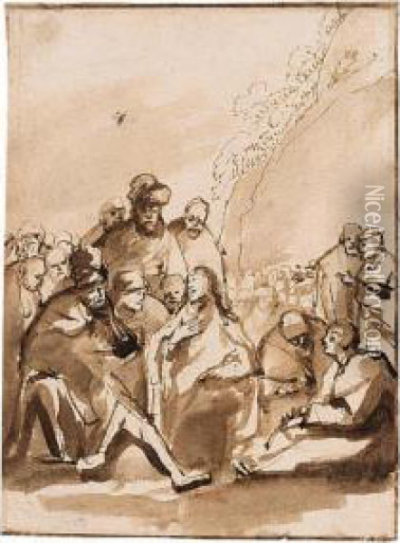 Christ Preaching Oil Painting - Philips Koninck
