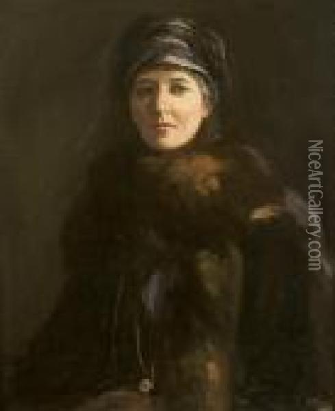 Portrait Of The Lady Parmooor Oil Painting - John Lavery