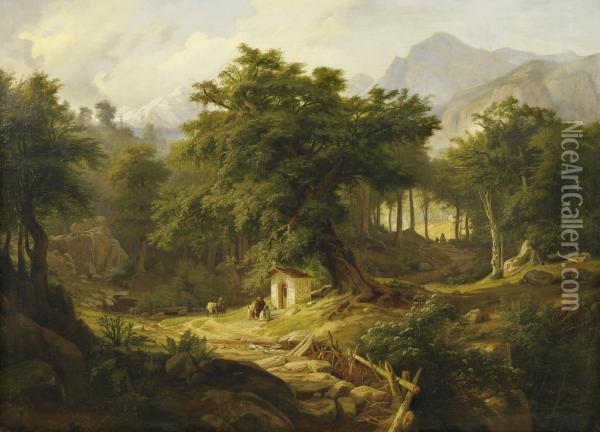 Romantic Landscape Oil Painting - Georg Heinrich Busse