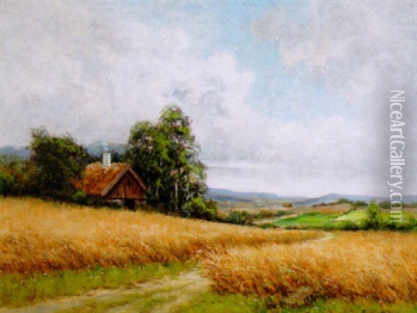 Boljande Sadesfalt Oil Painting - Johan Severin Nilsson