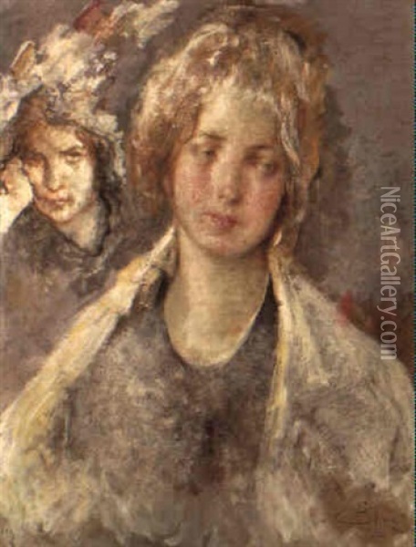 Giovinetta Oil Painting - Mose di Giosue Bianchi