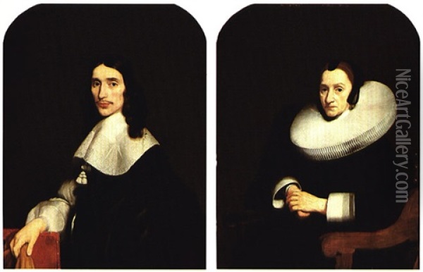 Portraits Of A Lady And A Gentleman, A Pair-(2) Oil Painting - Nicolaes Maes