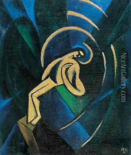 Christ 1921 Oil Painting - Janos Schadl