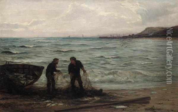 Sorting The Nets Oil Painting - John Chalmers