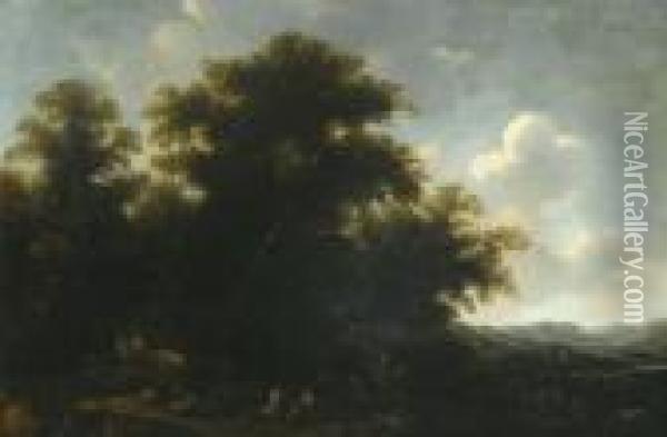 A Bosky Landscape With Woodsmen Oil Painting - Herman Saftleven