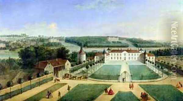 Chateau of Charles Guillaume Le Normant Seigneur dEtoilles Oil Painting - Charles Laurent Grevenbroeck