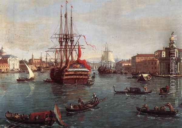 Bacino Di San Marco (detail) Oil Painting - Caspar Andriaans Van Wittel
