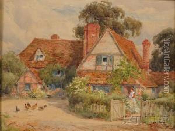 A Bit Of Rural England Oil Painting - Alfred A. Waters