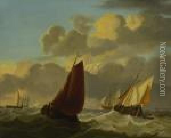 Segelschiffe Auf Bewegter See Oil Painting - Ludolf Backhuysen