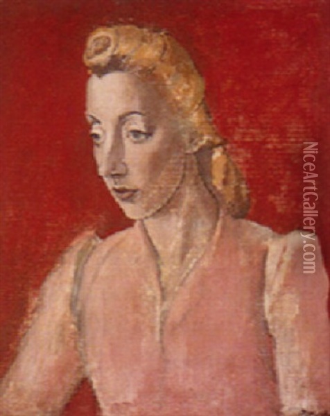 Portrait Of A Girl With Golden Hair Oil Painting - Bernard Meninsky