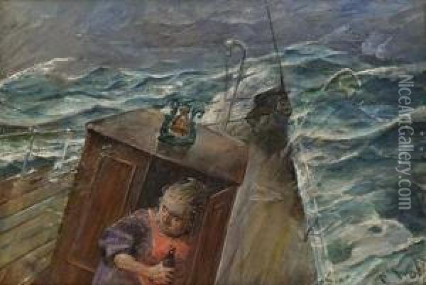 Til Havs Oil Painting - Christian Krohg