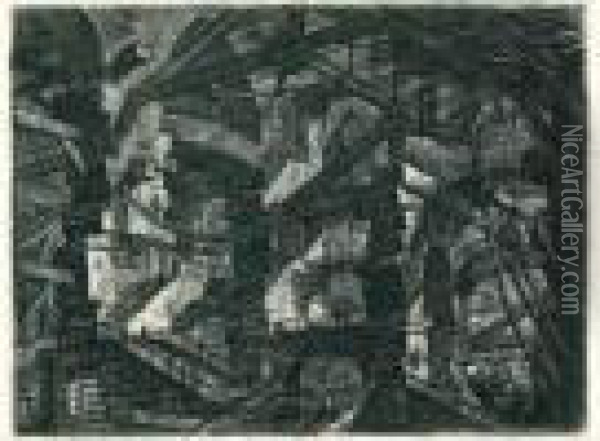 Carceri, Planche Xiv : L'arche Gothique. Oil Painting - Giovanni Battista Piranesi