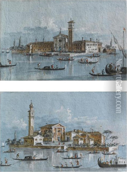 Isola Di S. Mattia Di Murano; E Isola Di San Giorgio In Allega, Venezia Oil Painting - Giacomo Guardi