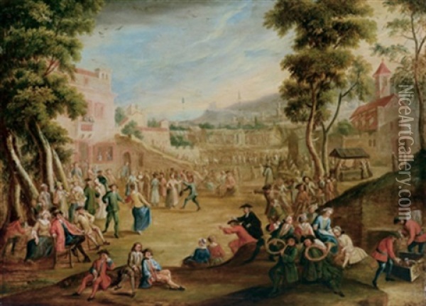 Kirmes In Einem Flandrischen Marktflecken Oil Painting - Pieter Angillis