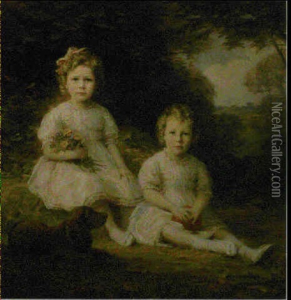 Young Sisters Oil Painting - William Jacob Baer