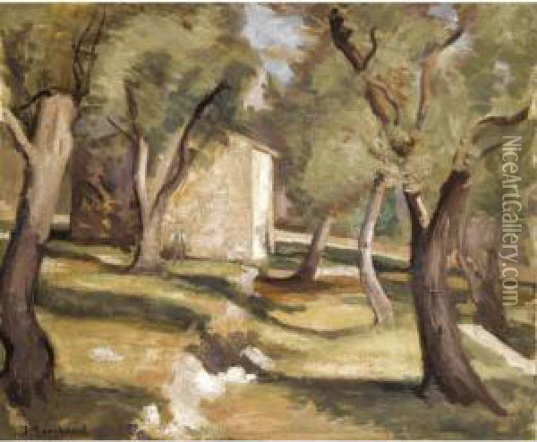 Paysage Avec Oliviers Oil Painting - Jean Hippolyte Marchand
