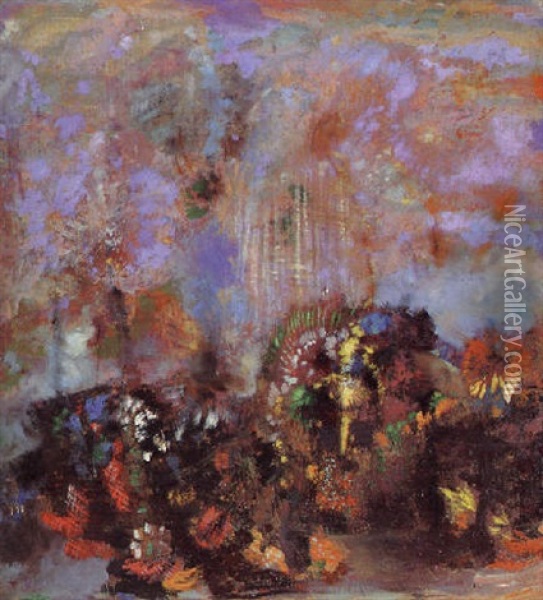 Composition - Fleurs Oil Painting - Odilon Redon