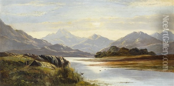 Weite Englische Berglandschaften (pair) Oil Painting - George Dunlop Leslie