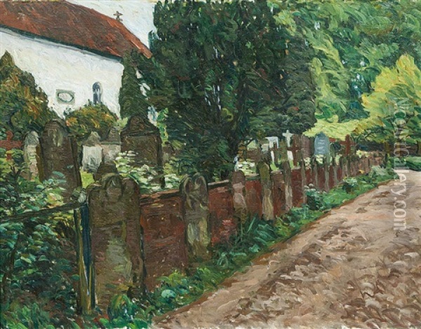 Die Fischerhuder Friedhofsmauer Oil Painting - August Haake