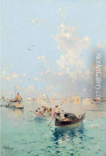 View Towards Venice Oil Painting - Franz Richard Unterberger