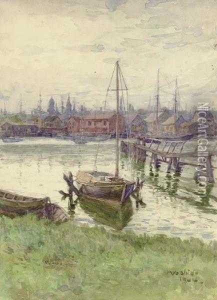 Harbor Scene Oil Painting - Hiroshi Yoshida