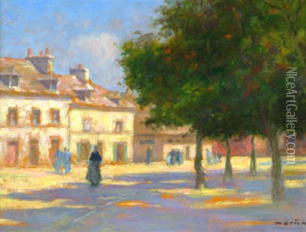 Place Animee Sous Les Arbres Oil Painting - Maurice Grun