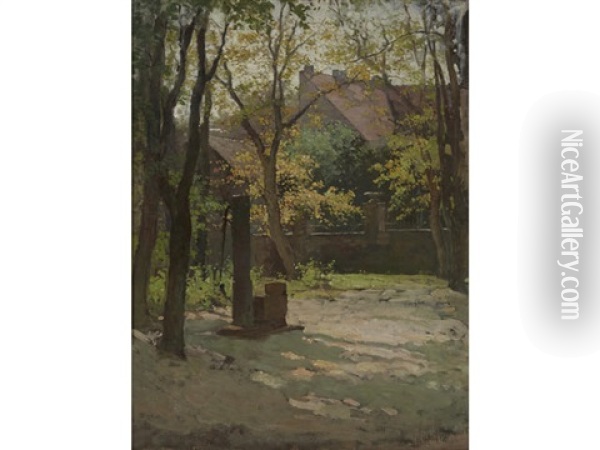 Sunlit Courtyard Oil Painting - Paul Cornoyer