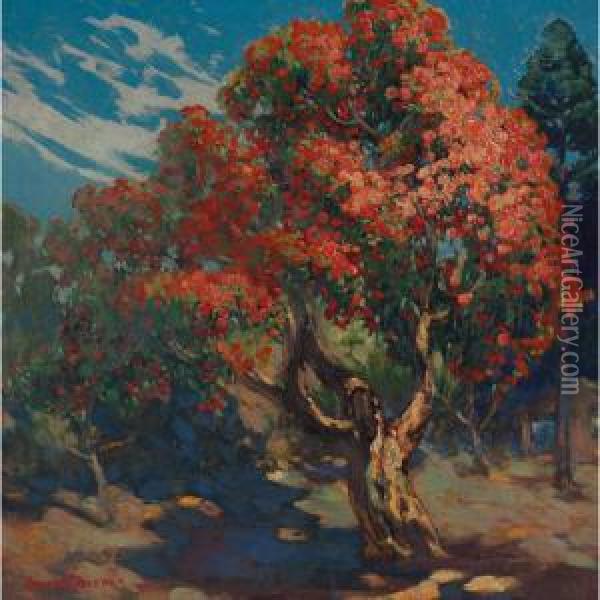 Flaming Eucalyptus Oil Painting - Joseph Pierre Birren