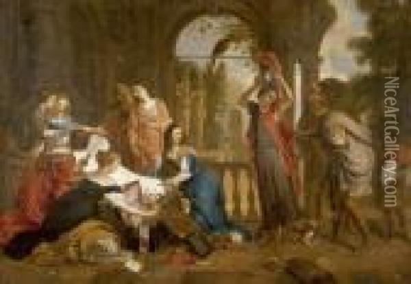 Achille Parmi Les Filles De Lycomede Toile. Oil Painting - Willem Van Herp