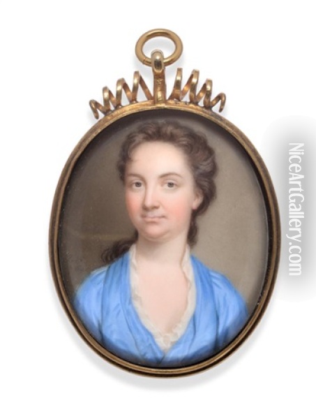 Miniature Portrait Of A Lady Oil Painting - John Smart IV
