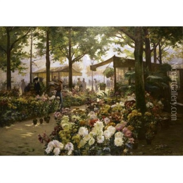 Flower Market Oil Painting - Georges Jules Ernest Binet